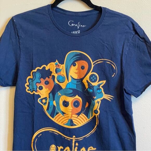 Coraline Laika S short sleeve t-shirt 100% cotton blue orange fandom casual - Picture 2 of 7